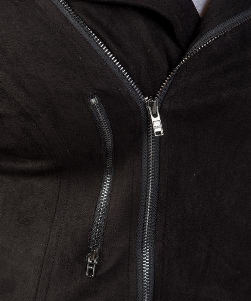 Dani Moto Crop Zipper Vegan Suede Black Jacket (Plus)