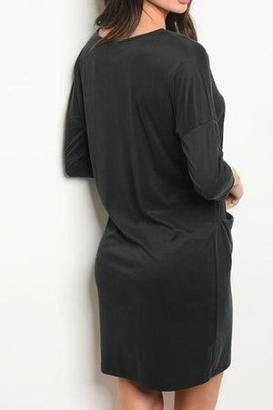 Adoration Super Soft Pocketed Tunic Dress (Deep Charcoal)