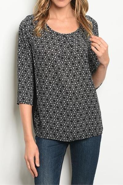 Everly Print Contrast Blouse