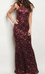 Timeless Sequin Glittering Maxi Evening Gown (Wine)