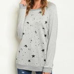 Speckled Star Crewneck Lightweight Sweatshirt (Heather Gray)