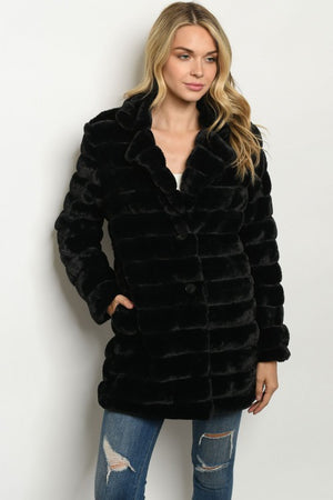 Deluxe Faux Fur Coat (Black)