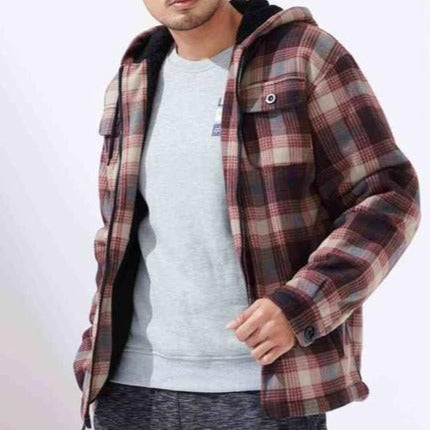 Grizzly Brown Plaid Sherpa Flannel Coat