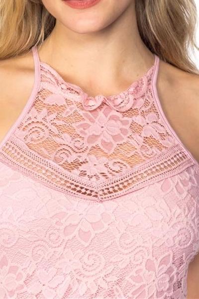 Lace Blush Pink Strappy Skater Dress Luxe Label Lace Blush Pink Strappy Skater Dress Luxe Label