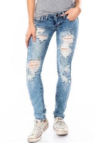 Light Blue Stone Washed Distressed Skinny