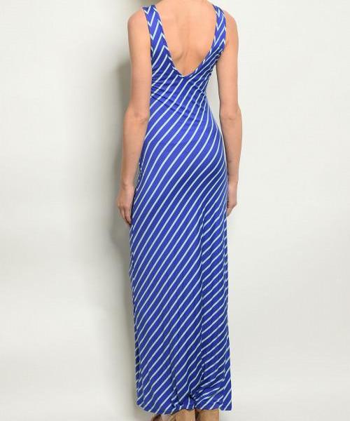 Aqua Dream Blue Striped Maxi Dress