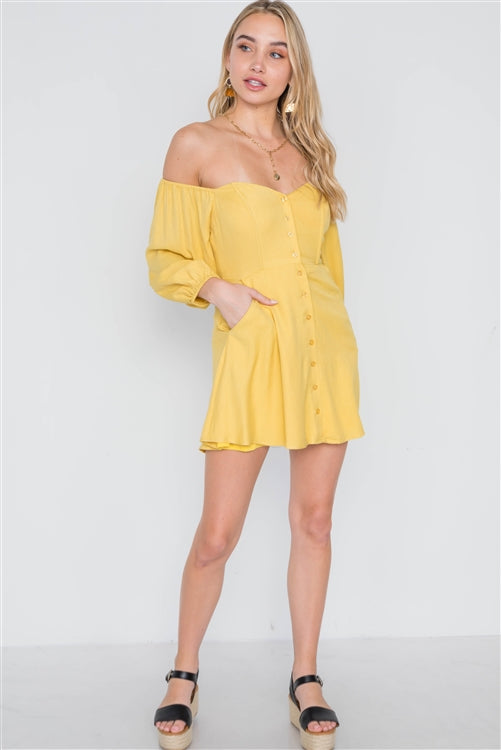 Sweet Escape Strapless Mini Dress (Mustard Yellow)