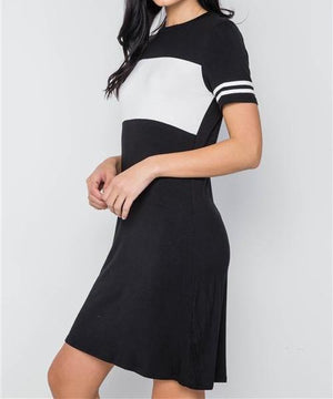 Valerie Super Soft Sporty Color Block Dress in Black