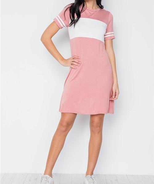 Valerie Super Soft Sporty Color Block Dress Pink