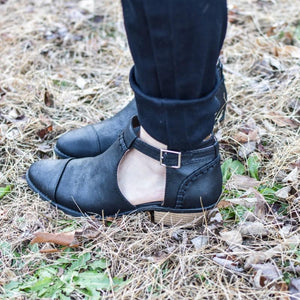 Buckle Cutout Ankle Bootie