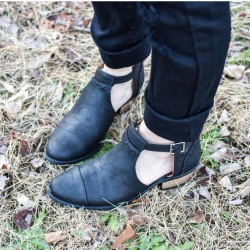 Buckle Cutout Ankle Bootie