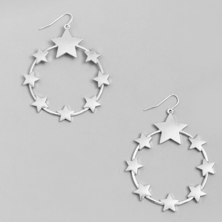 Rising Star Hoop Earrings (Silver)