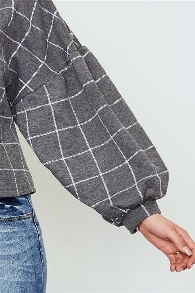 Office Gossip Gray Plaid Sweater Top