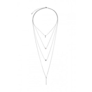 Four Layer Lariat Necklace (Silver)