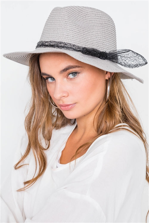 Panama Chic Fedora Straw Hat (Gray)
