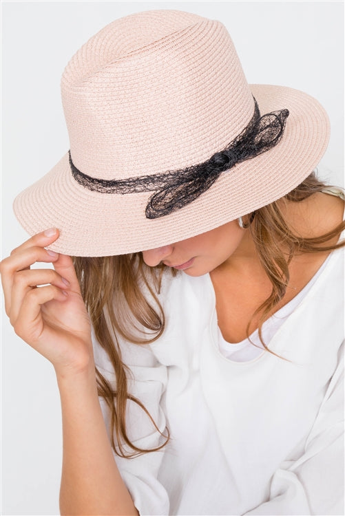 Panama Chic Fedora Straw Hat (Pink)