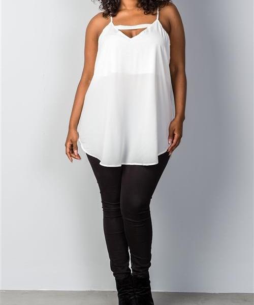 Cut-Out Flowy Sleeveless Blouse