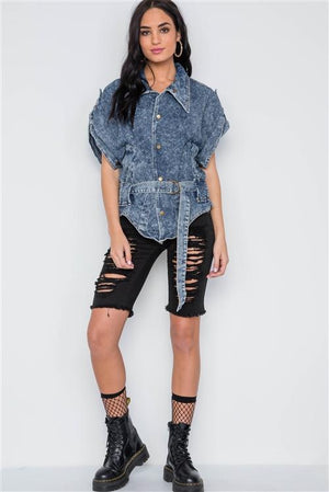 Nova Acid Wash Short Sleeve Denim Jacket