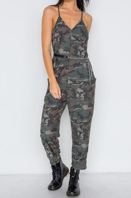 Soldier On Camo Pocketed Jumpsuit
