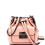 Mini Bucket Vegan Leather Shoulder Bag  (Blush Pink)