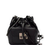 Mini Bucket Vegan Leather Shoulder Bag (Black)