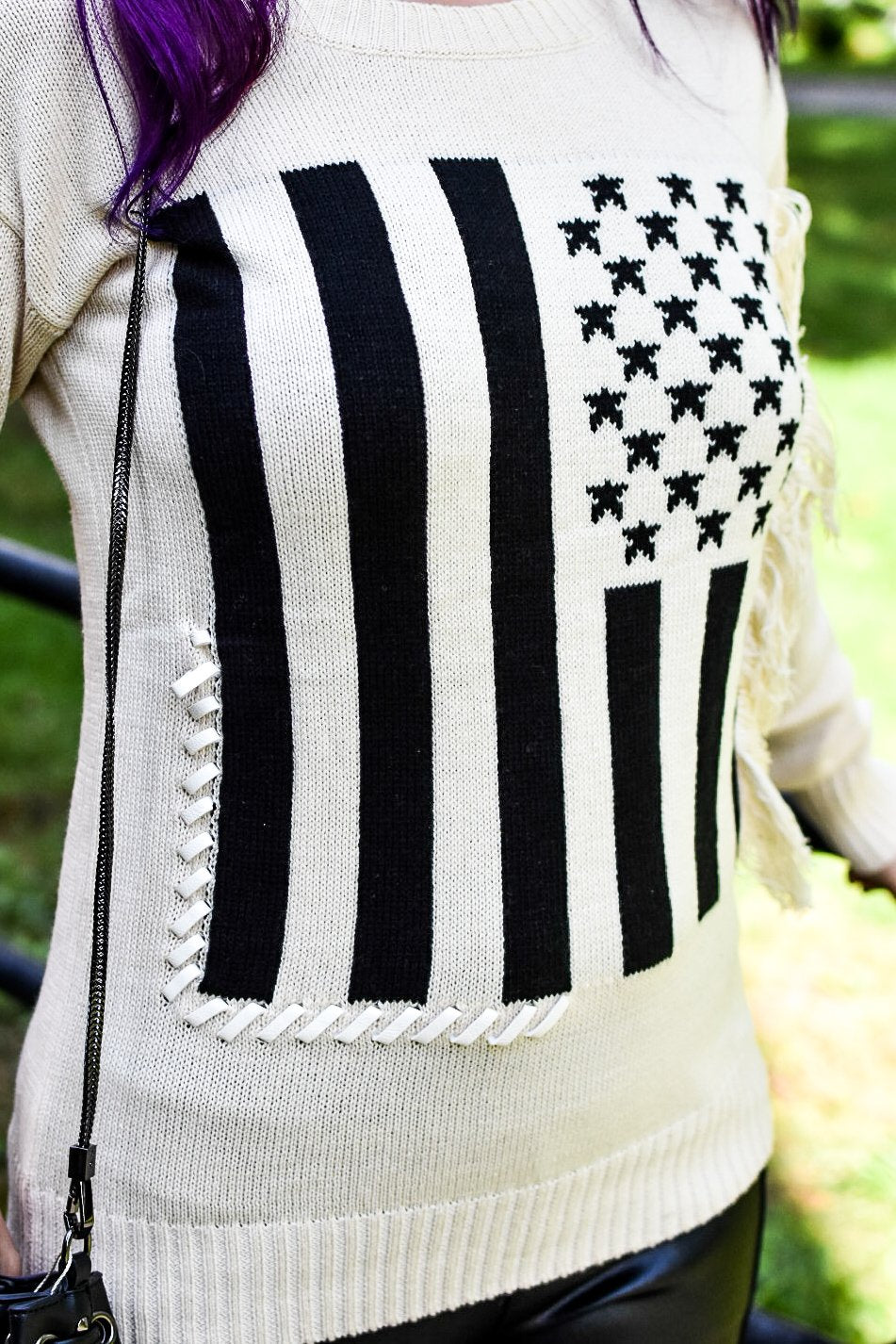 Stars & Stripes American Flag Sweater (Ivory)