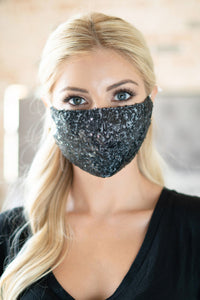 Glamour Sequin Face Mask (Black)