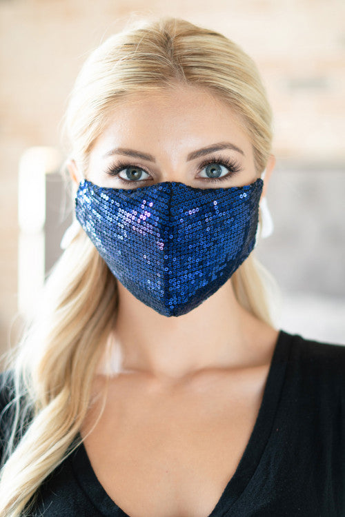 Glamour Sequin Face Mask (Blue)