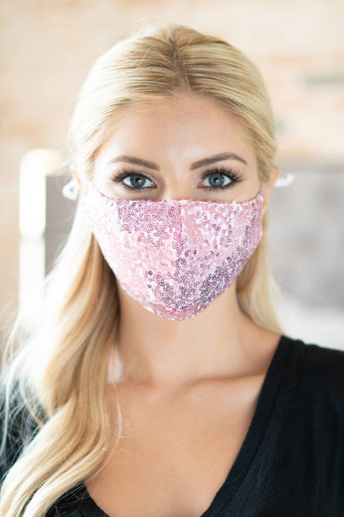 Glamour Sequin Face Mask (Pink)