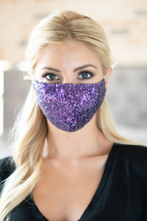 Glamour Sequin Face Mask (Purple)