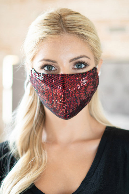 Glamour Sequin Face Mask (Red)