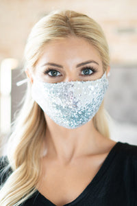 Glamour Sequin Face Mask (Silver)