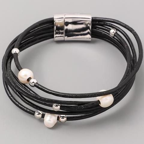 Michelle Faux Leather Black Wrap Bracelet
