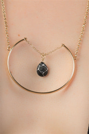 Teardrop Black Natural Stone Necklace