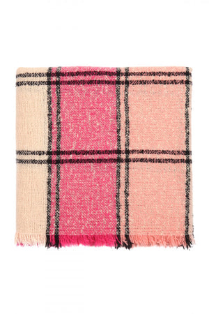 Keeping It Cozy Plaid Blanket Scarf (Pink)