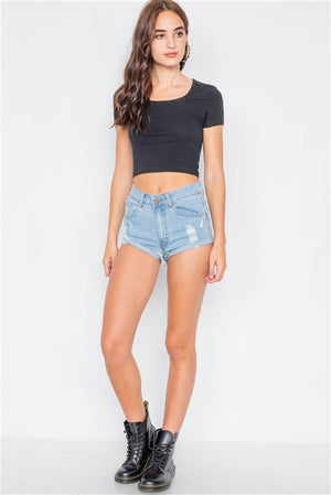 Harvey Rolled Up Distressed Booty Jean Shorts