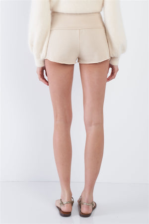 Kyla Lace Up Comfy Lounge Shorts (Ecru)