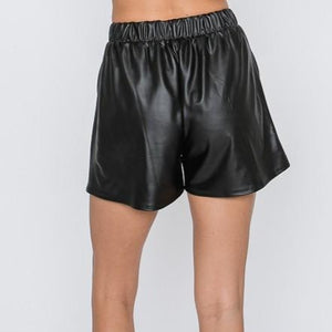 Luxe in Leather Black Paper Bag Shorts