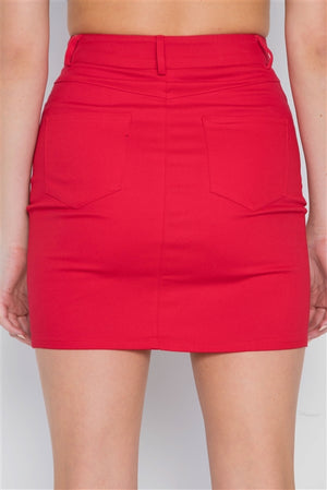Good Looks High Waist Mini Skirt (Red)