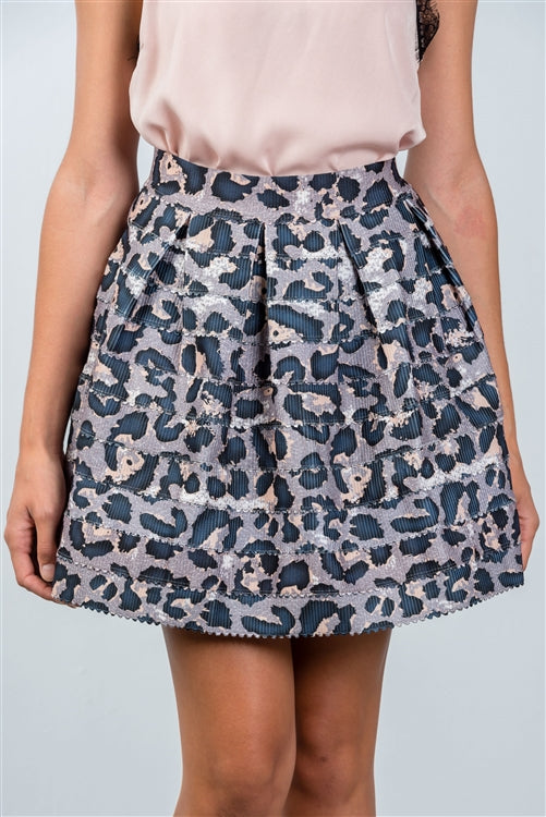 Lili Skirt Grey Leopard
