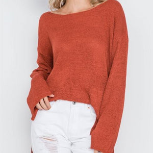 Hollywood Lightweight Knit Sweater (Rust)