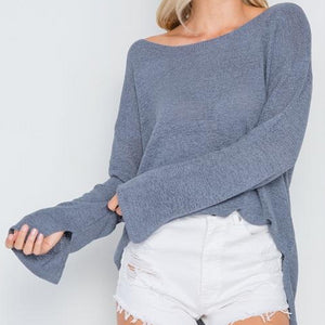 Hollywood Lightweight Knit Sweater (Blue Gray)