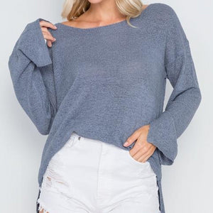 Hollywood Lightweight Knit Sweater (Blue Gray)