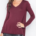 Kirkwood Lightweight V Neck Sweater in Wine