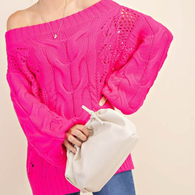 Parker Chunky Cable Knit Sweater (Pink)