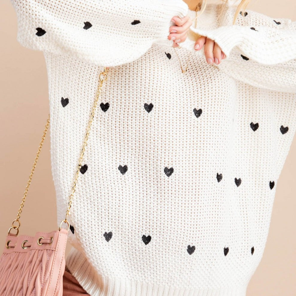 Queen of Hearts Ivory Sweater