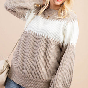 Latte Snuggle Ribbed Knit Sweater