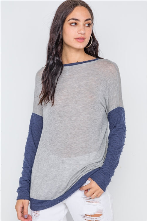 Tomboy Distressed Contrast Tee (Blue)