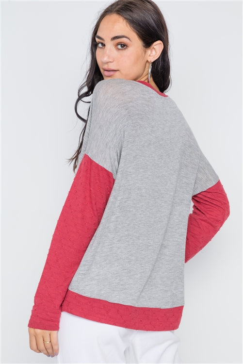 Tomboy Distressed Contrast Tee (Red)