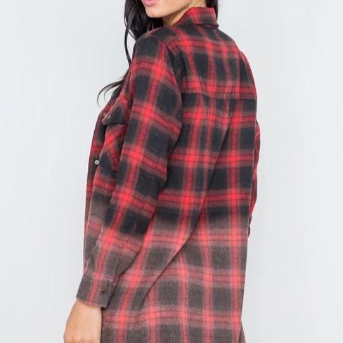 Lumberjack Black & Red Ombre Flannel Shirt Dress